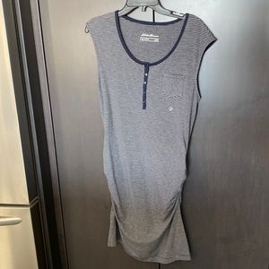 Eddie Bauer Dress, Gray and Navy Striped Dress, Size M, NWT